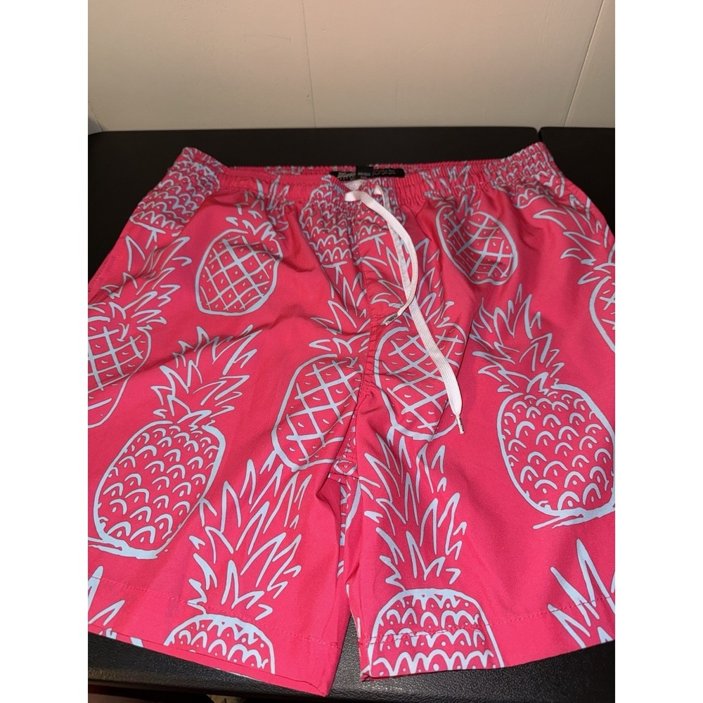 NWT Brooklyn Cloth Surf Ave Swim Trunks Medium Pineapple Hot Pink Board Shorts